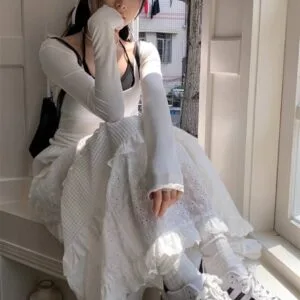 Flared lace skirt