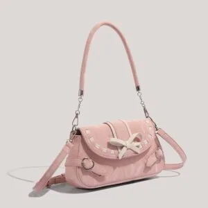 Pink bow shoulder bag