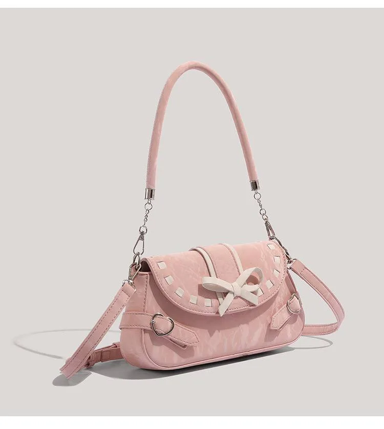Pink bow shoulder bag