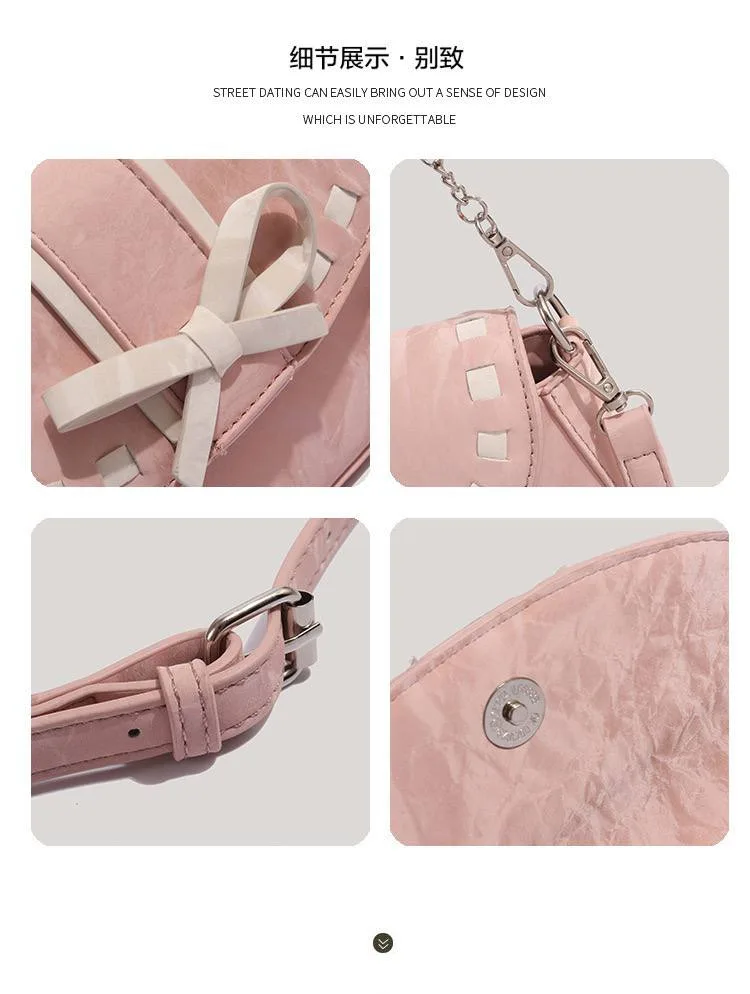 Pink bow shoulder bag - Image 4