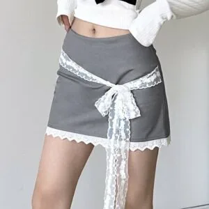 Lace bow tie skirt