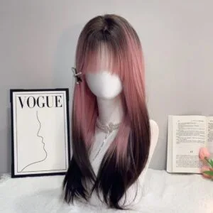 ombré pink and black wig