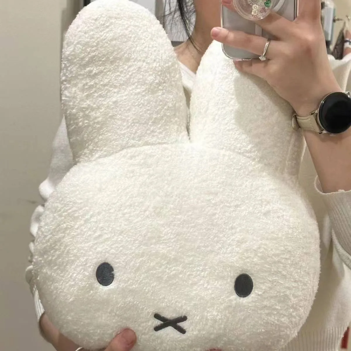 Aesthetic Miffy-Style Bunny Head Plushie Large Kawaii Room Decor Pillow 12 Aesthetic Miffy-Style Bunny Head Plushie Large Kawaii Room Decor Pillow - Image 12