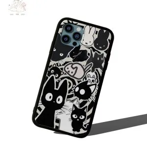 Jiji Inspired Black Cat & Friends iPhone Case - Cute Ghibli Style Cover
