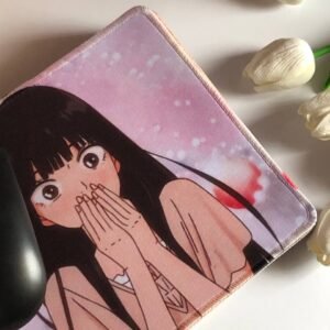 Shy Anime Girl Pastel Pink Mousepad-7x9