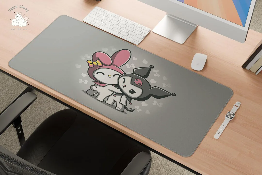 My Melody and Kuromi Desk Mat - Kawaii Aesthetic Long Mousepad- 35x16
