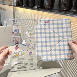 Miffy & Friends Blue Plaid Clear iPad Case with Smart Cover