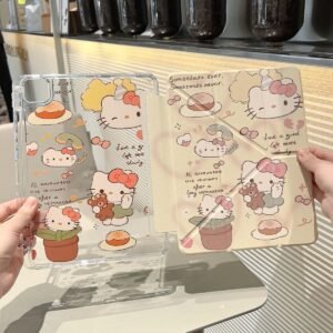Hello Kitty Vintage Aesthetic Clear iPad Case with Illustrated Smart Cover