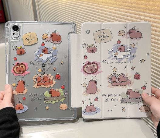 Capybara Cartoon Clear iPad Case 1 Capybara Cartoon Clear iPad Case