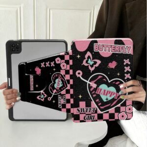 Y2K Aesthetic Pink and Black Butterfly iPad Case