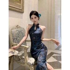 2025 New Summer Style New Chinese Style Daily Improved Cheongsam dress Young Girly Style Long Dress