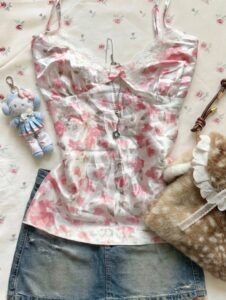 floral Print Adjustable Waist Cami Top