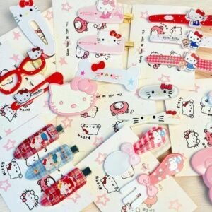 Hello Kitty hair clips, Sanrio hair accessories, kawaii hair clips, Y2K hair clips, cute snap clips, kids hair accessories, alligator clips for girls, mystery hair clip set, pastel hair accessories, aesthetic hair pins, Hello Kitty gift ideas.