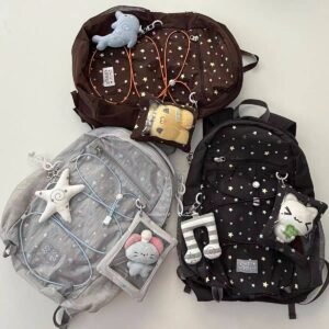 Star Print Ita Bag Backpack Clear Display Window Mini Daypack with Matching Coin Pouch