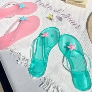 Starfish Jelly Flip Flops Waterproof Flat Beach Sandals for Women