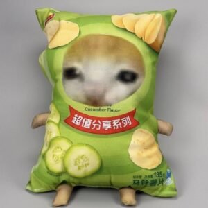 Crying Cat Meme Potato Chip Plushie Kawaii 25cm Snack Bag Stuffed Cushion
