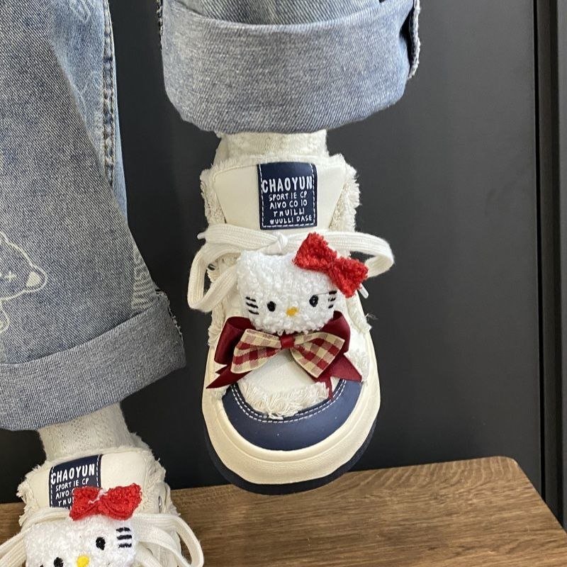 Hello Kitty Chunky Platform Sneakers Kawaii Y2K Distressed Lace-Up Casual Shoes 5 Hello Kitty Chunky Platform Sneakers Kawaii Y2K Distressed Lace-Up Casual Shoes - Image 5
