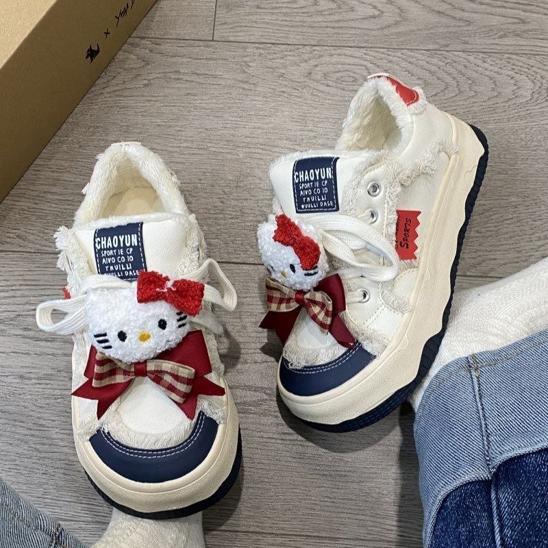 Hello Kitty Chunky Platform Sneakers Kawaii Y2K Distressed Lace-Up Casual Shoes 7 Hello Kitty Chunky Platform Sneakers Kawaii Y2K Distressed Lace-Up Casual Shoes - Image 7