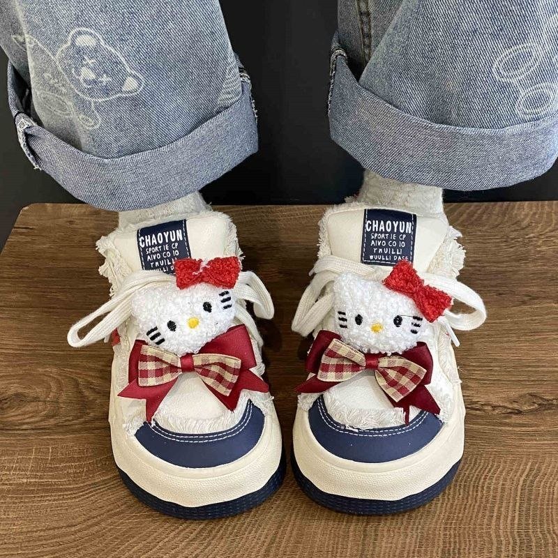 Hello Kitty Chunky Platform Sneakers Kawaii Y2K Distressed Lace-Up Casual Shoes 8 Hello Kitty Chunky Platform Sneakers Kawaii Y2K Distressed Lace-Up Casual Shoes - Image 8