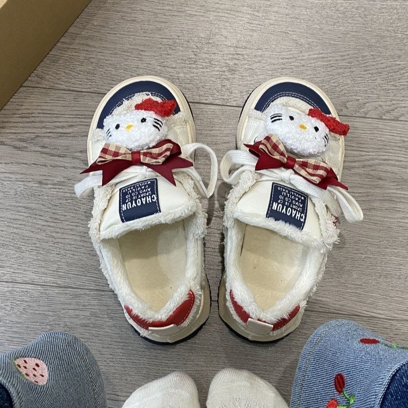 Hello Kitty Chunky Platform Sneakers Kawaii Y2K Distressed Lace-Up Casual Shoes 11 Hello Kitty Chunky Platform Sneakers Kawaii Y2K Distressed Lace-Up Casual Shoes - Image 11