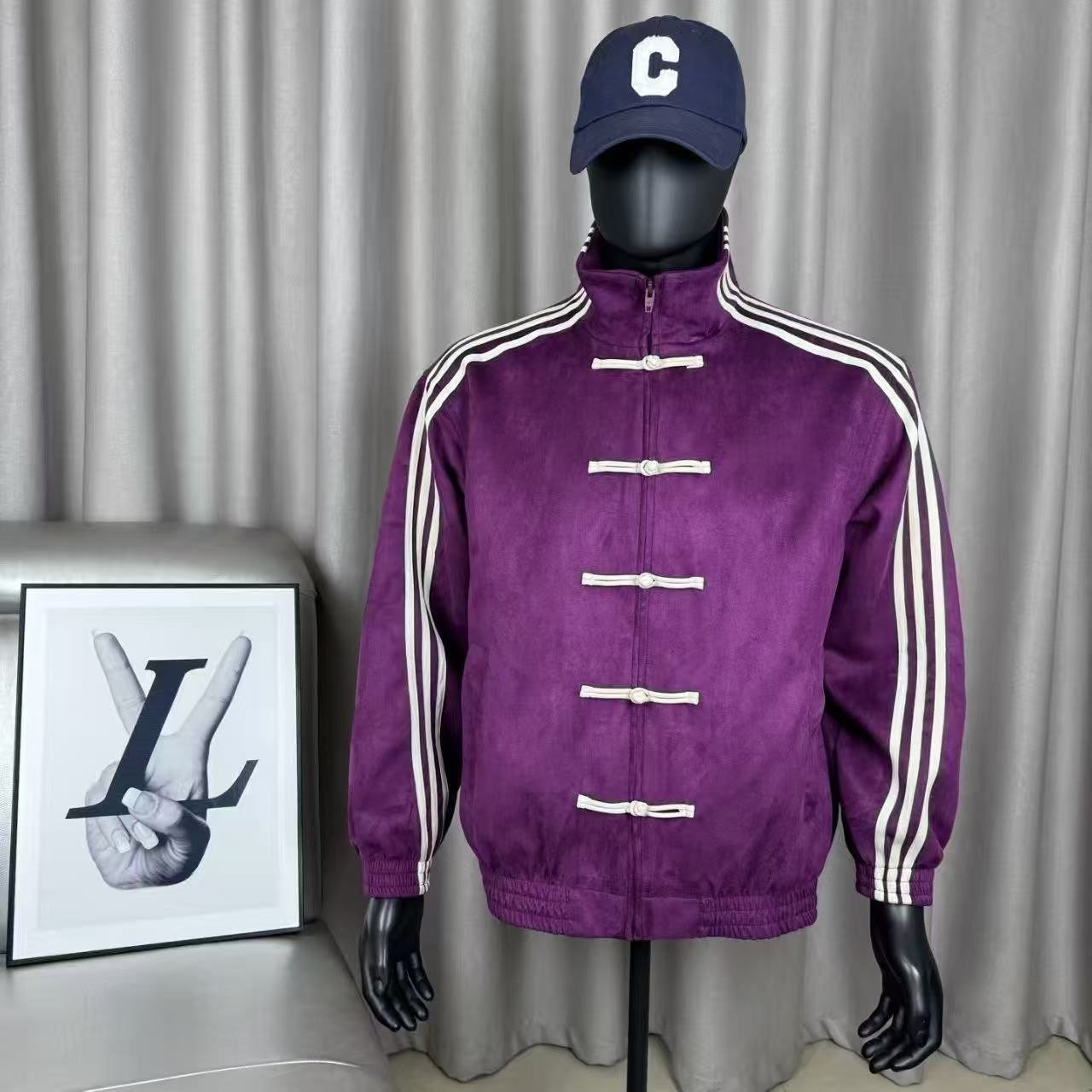 Modern Chinese Style Men's Tang Suit Track Jacket | Retro Asian Streetwear Suede Jacket 12 Modern Chinese Style Men's Tang Suit Track Jacket | Retro Asian Streetwear Suede Jacket - Image 12