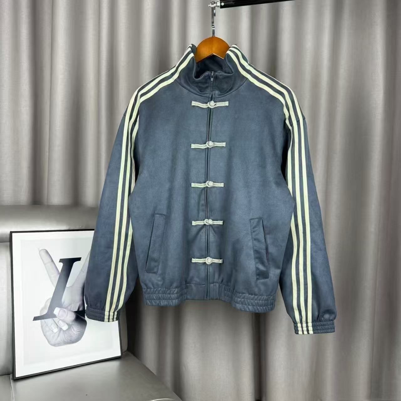 Modern Chinese Style Men's Tang Suit Track Jacket | Retro Asian Streetwear Suede Jacket 6 Modern Chinese Style Men's Tang Suit Track Jacket | Retro Asian Streetwear Suede Jacket - Image 6