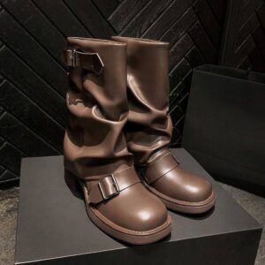 Women's Slouchy Mid Calf Boots Buckle Styles