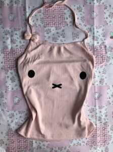 Pastel Pink Miffy Face Halter Neck Tank Top with Plush Side Bow -Size S